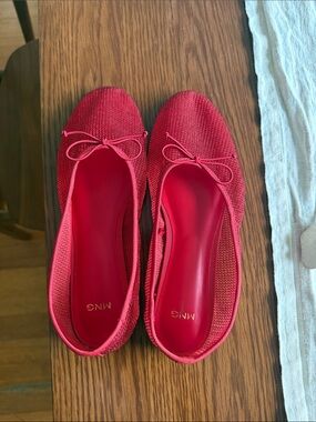 Mango Red Mesh Ballet Flats